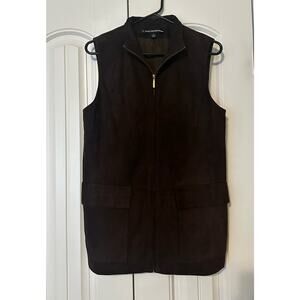 Vintage Company Ellen Tracy real leather suede vest chocolate brown size 6